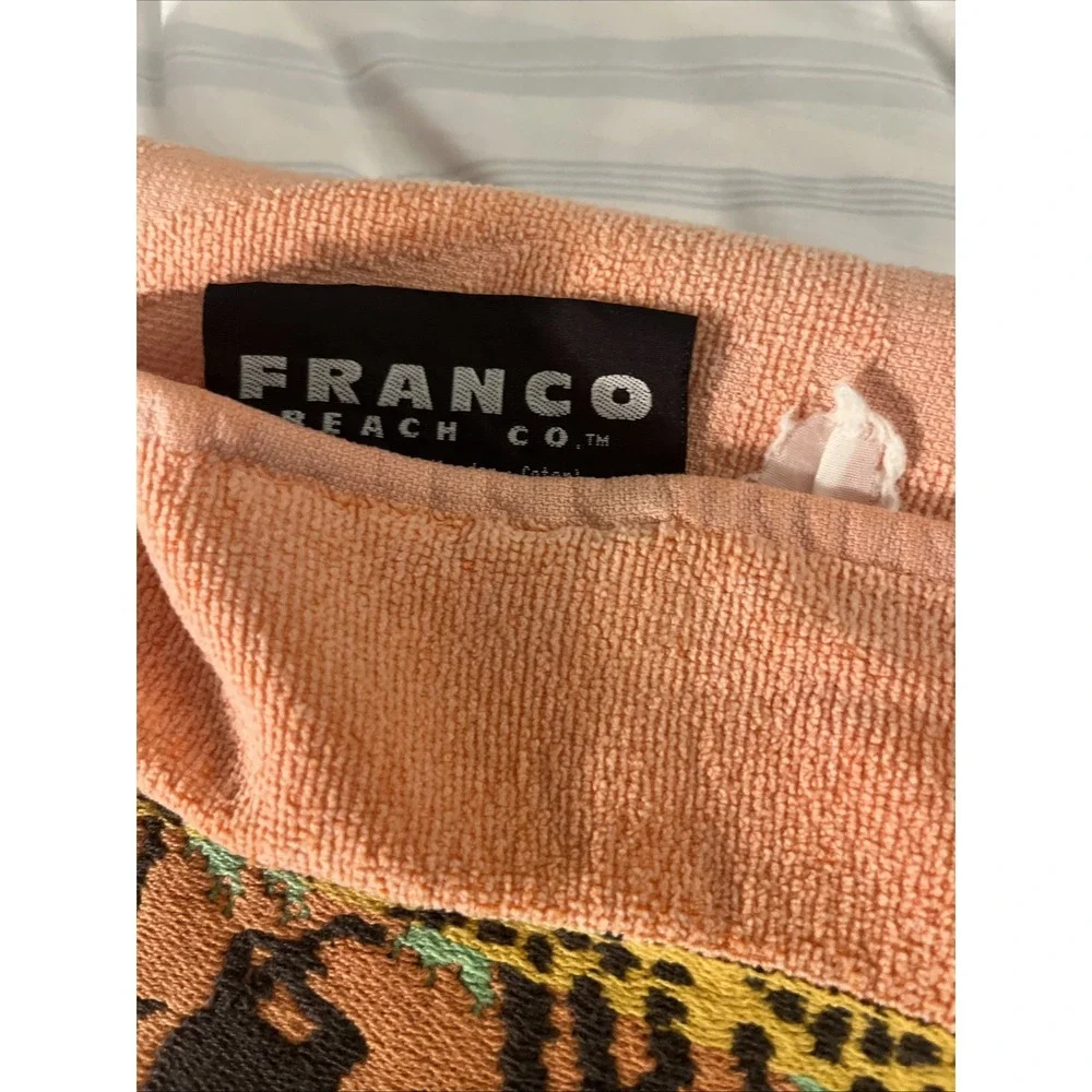 Franco Beach Company‎ Orange Beach Blanket Towel Giraffe Elephant Border Cotton